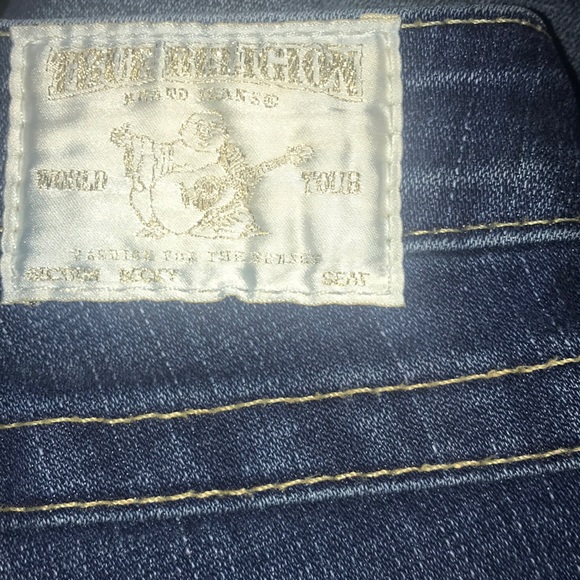 True Religion Joey Disco Gold Big T Jeans - Picture 6 of 8